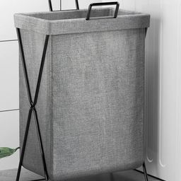 prettykrafts Grey Foldable Laundry Basket With Frame 50 L-14