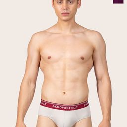 Aeropostale Pack Of 2 Mid-Rise Basic Briefs A_MMJLBF01-LGRY/PTPL-50