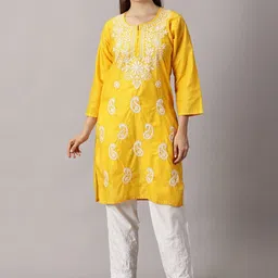 Fashionable Chikan Handikraft Women Paisley Embroidered Chikankari Kurta-picture-36