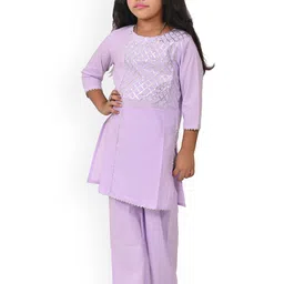Cloth Bites Girls Printed Regular Gotta Patti Kurta with Pyjamas-image-59