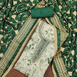 SAINOORFloral Embroidered Beaded Semi-Stitched Dress Material-image-88
