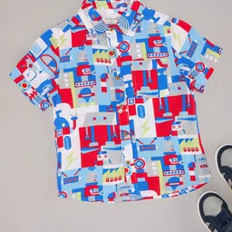 Pantaloons Junior Boys Spread Collar Abstract Printed Casual Shirt-picture-4
