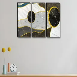 Aura White & Black 3 Pieces Abstract Printed Wooden Wall Art-image-51