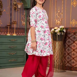 Aarika Girls Ethnic Motifs Printed Regular Sequinned Kurta with Patiala & With Dupatta image 5
