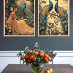 Kotart Brown & Blue 2 Piece Wood Abstract Wall Paintings-picture-12