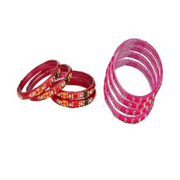 SOMIL Set Of 8 Multi Artificial Stones and Beads Alloy Bangles-image-21