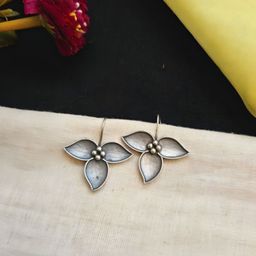 Sangria Silver-Plated Floral Shaped Drop Earrings-58