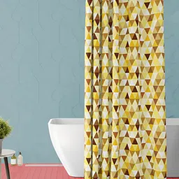 ArtzFolio Yellow & Brown Printed Waterproof Shower Curtain-image-89