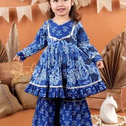 BAESD Girls Floral Printed Regular Pure Cotton Kurta with Palazzos-picture-50