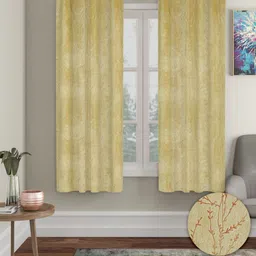 Myntra Elegant Homes Mustard 2 Pieces Velvet Regular Window Curtain-image-77