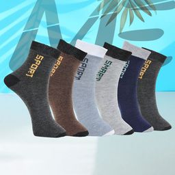 MJE Pack Of 6 Patterned Cotton Ankle Length Socks-image-78