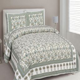 Myntra Elegant Homes Green Floral Pure Cotton 180 TC King Bedsheet Set2.74 m x 2.54m-image-83