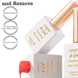 Adbeni Set Of 3 UV Soak Off Nail Polish - 15 ml Each - Base Coat-Red-Top Coat image 4