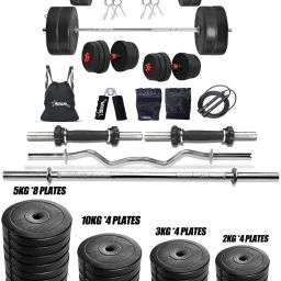 100 kg Pvc Weight With 3ft Curl, 5ft Straight Rod And Accessories Home Gym Combo-image-63