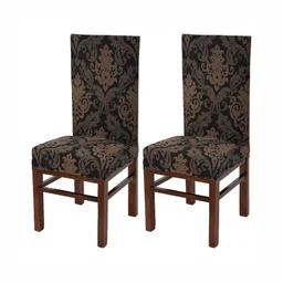 Yellow Weaves 2-Pcs Brown Floral Printed Chair Covers-16