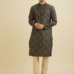 Manyavar Men Floral Printed Regular Kurta with Pyjamas-picture-17