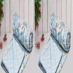 Myntra Elegant Homes Turquoise Blue & Off White Set of 2 Floral Microfiber Summer 150 GSM Single Bed Dohar-image-83