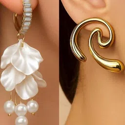 ISHTAARA Gold-Plated Artificial Stones and Beads Stainless Steel Earrings-picture-40