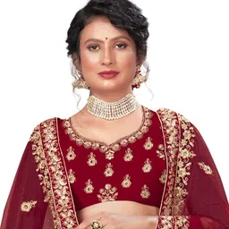 Maroosh Embellished Thread Work Unstitched Lehenga & Blouse With Dupatta image 2