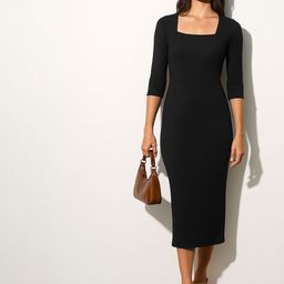 SASSAFRAS Women Square Neck Bodycon Dress-image-4