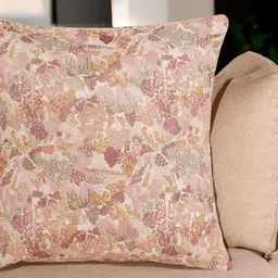 Khaabka Peach-Coloured & Brown Embroidered Square Cushion Covers-image-60