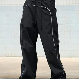 Bonkers Corner Women Black Sporty Deconstructed Loose Pants-picture-24