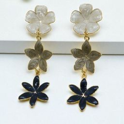 AVANT-GARDE PARIS Gold-Plated Enamelled Floral Dangle Drop Earrings-image-86