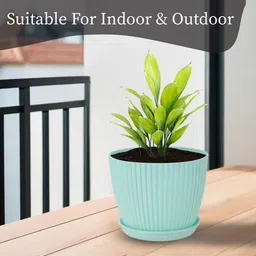Kuber Industries Peach Colored & Green 2 Pieces Textured Durable Planters image 5