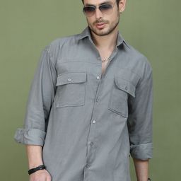 The Roadster Lifestyle Co. Men Classic Relaxed Fit Textured Spread Collar Casual Shirt-picture-16