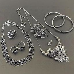 Arch gallery Women Pack of 2 Oxidised Silver-Plated Jewellery Set-image-94