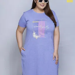 IN Love Pack of 2 Women Plus Size Front Printed Cotton Nighty Chemise-picture-32