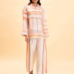 Marigold Lane Striped Shirt Collar Shirt With Trousers Co-Ords Set-image-69