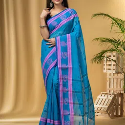 DESH BIDESH Ethnic Motifs Printed Pure Cotton Taant Saree-image-65