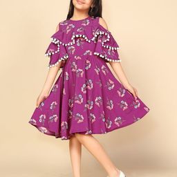 BAESD Floral Print Cold-Shoulder Crepe Fit & Flare Dress-image-99
