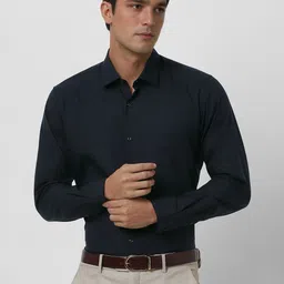 Peter England Men Spread Collar Solid Cotton Formal Shirt-image-99