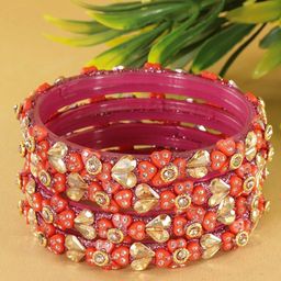 ZULKA Set Of 4 Zircon Gemstone Studded Kada Bangles-image-89