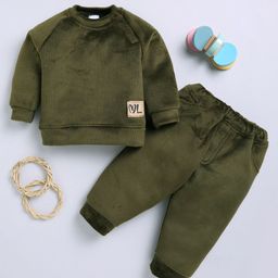 Moms Love Infant Boys Ribbed Velvet-Finish Pure Cotton Sweatshirt With Joggers-image-70