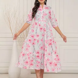 JAHIDA COMFORT WITH STYLE Floral Print A-Line Midi Dress-image-22