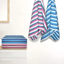 Athom Living 6-Pcs Blue & Pink Striped 210 GSM Bath Towel-image-61