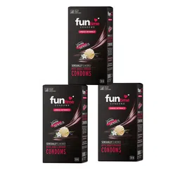 Funtime Set Of 3 Ribbed Climax Control Condoms- Vanilla Flavour- 10 Pcs Each-7