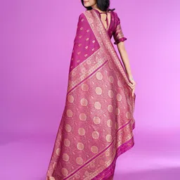 RICH & ROMAN Woven Design Zari Pure Silk Banarasi Saree image 3