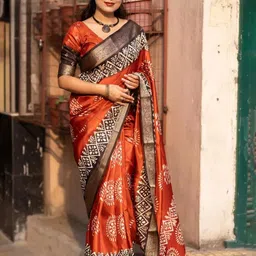 MAGNEITTA Batik Zari Silk Blend Saree-picture-37