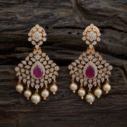 Kushal's Fashion Jewellery Gold-Plated Classic Cubic Zirconia Studded Drop Earrings-image-54