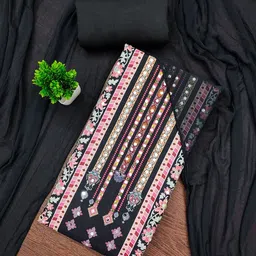 Panzora Ethnic Motifs Printed Mirror Work Unstitched Dress Material-picture-8