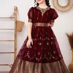 UFB Embellished Embroidered Puff Sleeve Net Maxi Dress-image-61