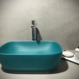 Premium Designer Ceramic Wash Basin Matt with Waste Pipe & Coupling Set (18*13*5)(Matt Rich Green) Table Top Basin-image-59