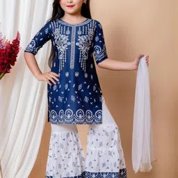 NFashion Girls Blue Kurta Set-image-47