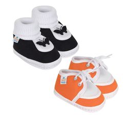 NESKA MODA Kids-Unisex Orange Cotton Booties-picture-33
