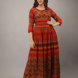 DIVASTRI Print Fit & Flare Maxi Dress-image-32