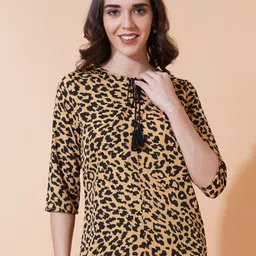 IX IMPRESSION Animal Print Tie-Up Neck Top-image-33